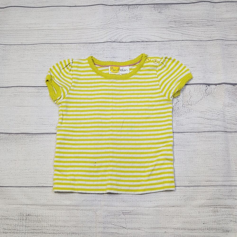 2/3 Mini Boden Yellow Stripe Pointelle Tee